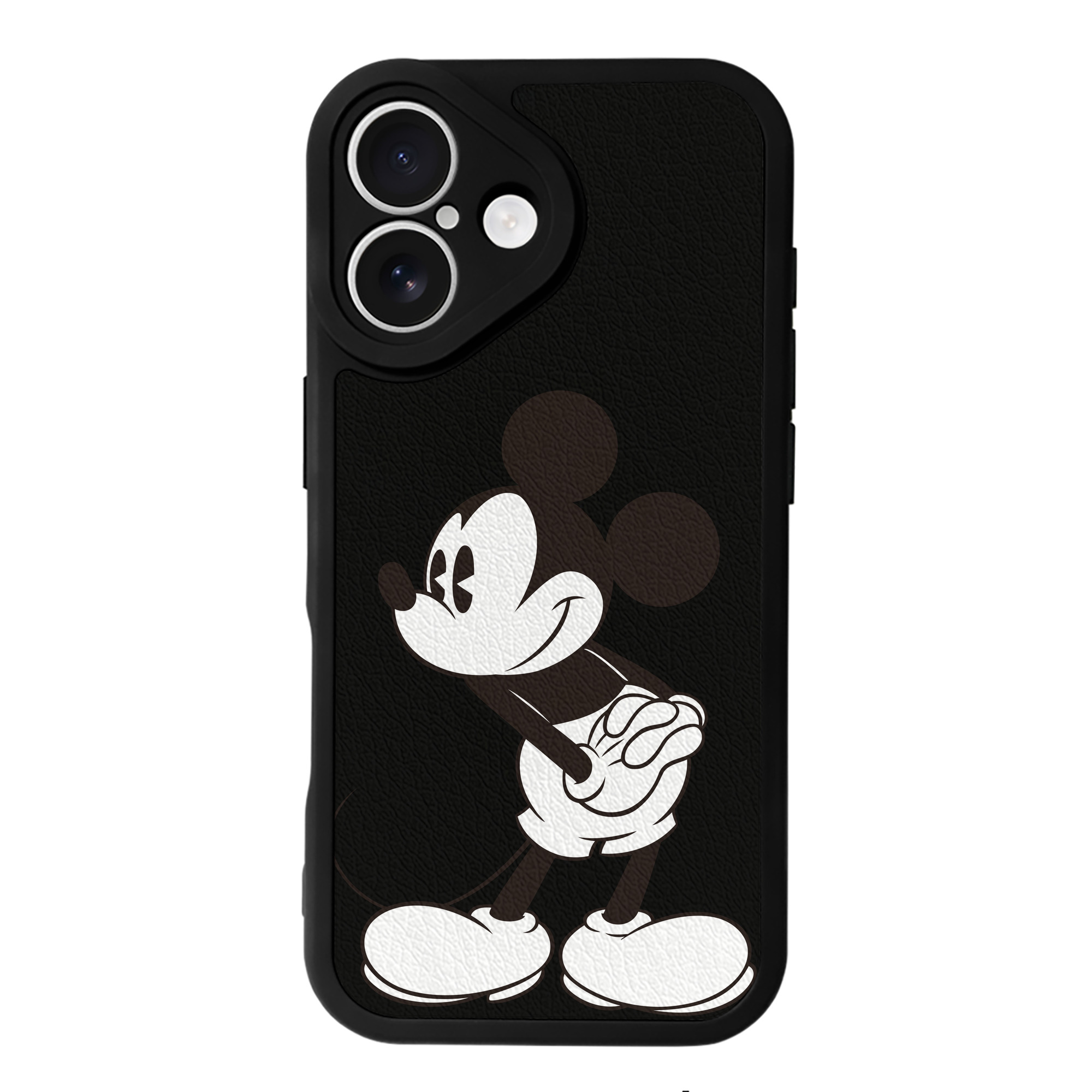 （画像用） ミッキーマウス Mickey Mouse 【iPhone 16シリーズ対応】シリコンスマホケース（レザー調） 材質：シリコン